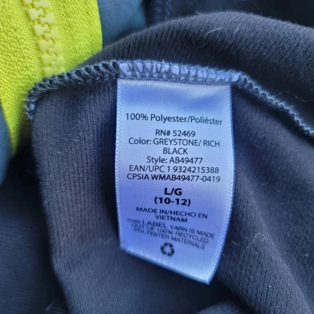 Athletic Works Boys Full Zip Track Jacket Size L (10-12) Gray Black Yellow